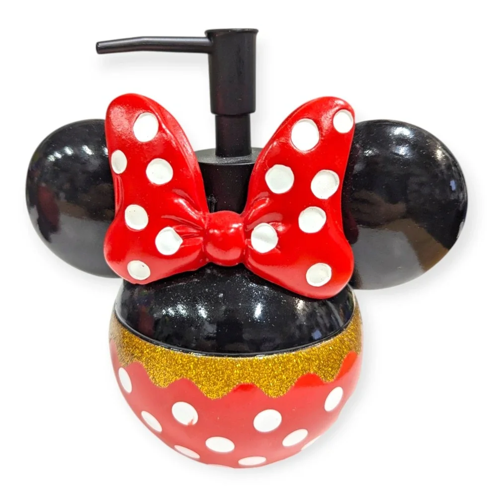 Disney Mickey Minnie Mouse Christmas Soap Dispenser Toothbrush Holder‎ Set NEW
